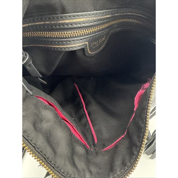 The Sak Collective Ladera Black Soft Leather Bag W/Tassel Crossbody A5 Hobo EUC - Picture 9 of 11